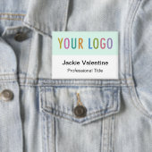 ロゴ3.5x2.5が付いた長方形ボタンバッジ名タグ 缶バッジ (インサイチュ)