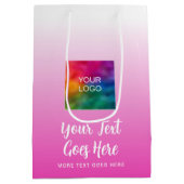 ロゴ ここ ピンク カスタム テンプレート タイポグラフィー スクリプト ミディアムペーパーバッグ (裏面)