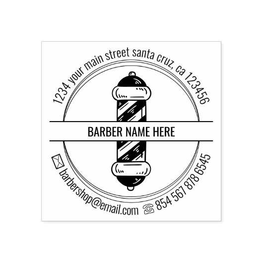 ロゴ アイコン 男性 理容師 店舗 ポール ラバースタンプ (インプリント)