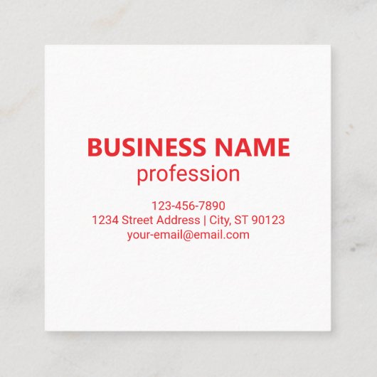 ロゴ/アップロードされた画像および循環文字 | レッド スクエア名刺 (裏面)