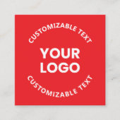 ロゴ/アップロードされた画像および循環文字 | レッド スクエア名刺 (正面)