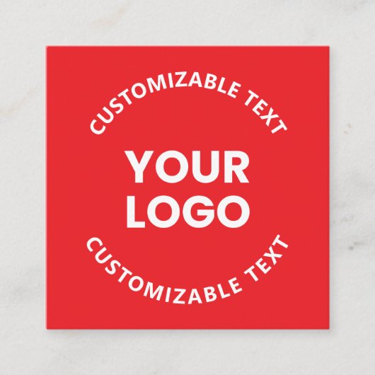 ロゴ/アップロードされた画像および循環文字 | レッド スクエア名刺 (正面)