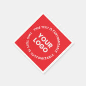 ロゴ/アップロードされた画像および循環文字 | レッド スタンダードカクテルナプキン (角)