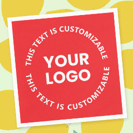 ロゴ/アップロードされた画像および循環文字 | レッド スタンダードカクテルナプキン