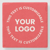ロゴ/アップロードされた画像および循環文字 | レッド ストーンコースター (正面)