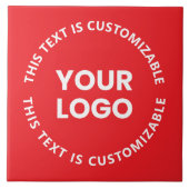 ロゴ/アップロードされた画像および循環文字 | レッド タイル (正面)