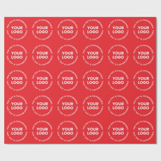 ロゴ/アップロードされた画像および循環文字 | レッド ラッピングペーパー (フラット)