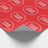 ロゴ/アップロードされた画像および循環文字 | レッド ラッピングペーパー (角)