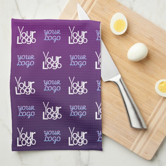 ロゴ | アップロードされた画像またはビジネスロゴ×2 キッチンタオル (四つ折り)