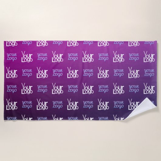 ロゴ | アップロードされた画像またはビジネスロゴ×2 ビーチタオル (正面)