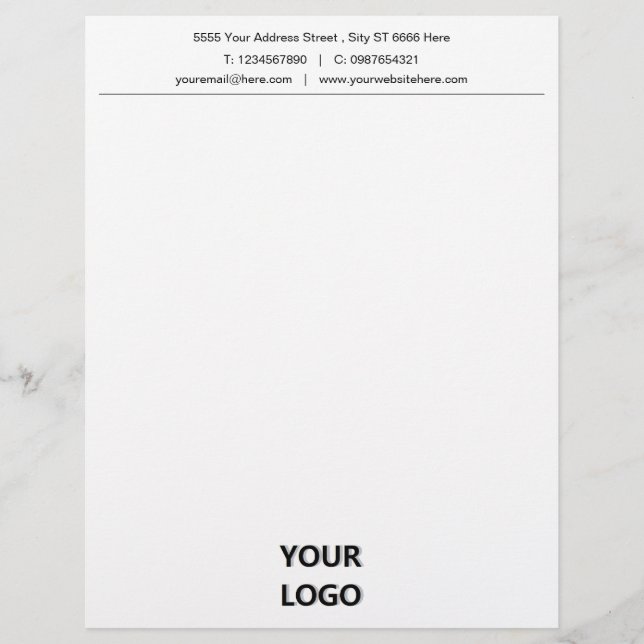 ロゴ・アドレス情報を含むBusiness Letterhead 連絡 レターヘッド (正面)