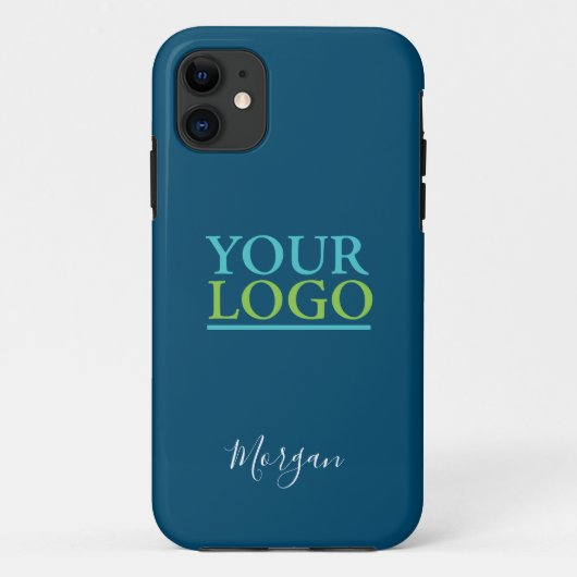 ロゴ/アート/写真、名前のホワイトスクリプト、海ブルー Case-Mate iPhoneケース (裏面)