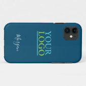 ロゴ/アート/写真、名前のホワイトスクリプト、海ブルー Case-Mate iPhoneケース (裏面(横))