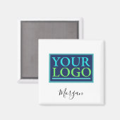 ロゴ/アート/写真、名前ブラックスクリプト、白 マグネット (正面/裏面)