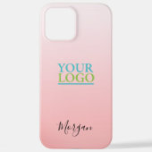 ロゴ/アート/写真、黒い名前、グラデーションピーチ iPhoneケース (裏面)