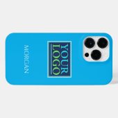 ロゴ/アート/写真、Sky Blueのホワイトネーム iPhoneケース (裏面横)