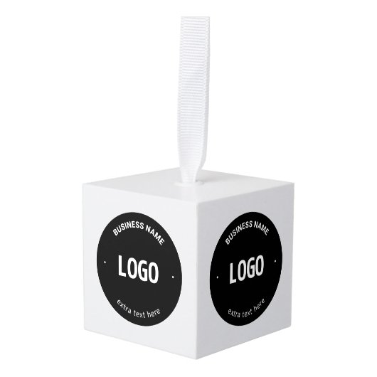 ロゴ、イメージまたはデザインと編集可能文字 キューブオーナメント (正面アングル)