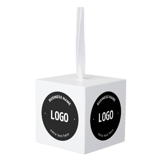 ロゴ、イメージまたはデザインと編集可能文字 キューブオーナメント (裏面アングル)