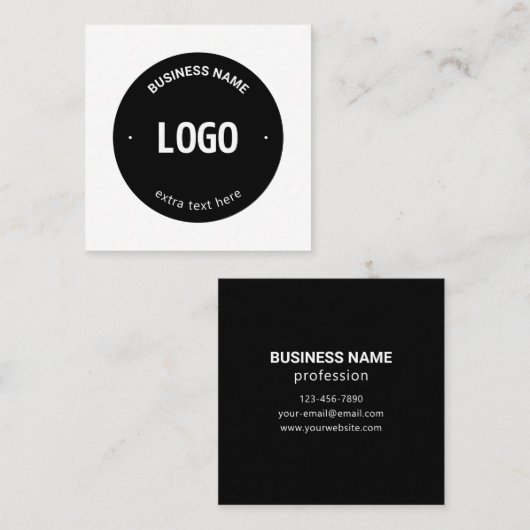 ロゴ、イメージまたはデザインと編集可能文字 スクエア名刺 (正面/裏面)