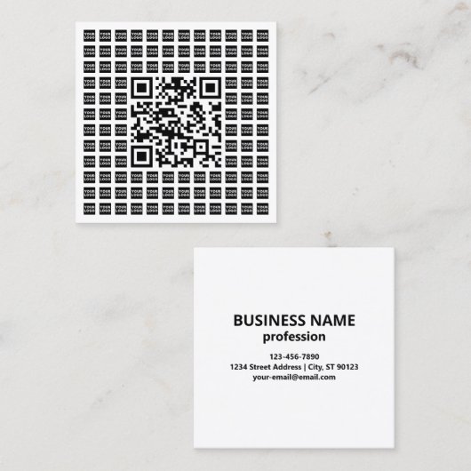ロゴ/イメージをタイル表示および編集可能なスキャン可能QRコード スクエア名刺 (正面/裏面)