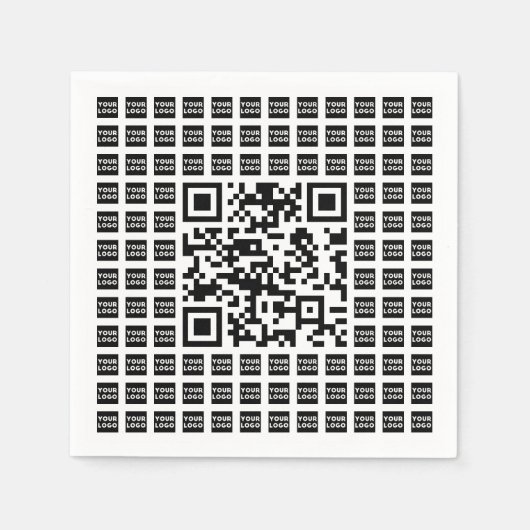 ロゴ/イメージをタイル表示および編集可能なスキャン可能QRコード スタンダードカクテルナプキン (正面)