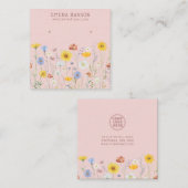 ロゴ、イヤリングワイルドフラワーピンクディスプレイの追加 スクエア名刺 (正面/裏面)