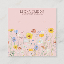 ロゴ、イヤリングワイルドフラワーピンクディスプレイの追加 スクエア名刺