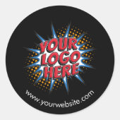 ロゴ&ウェブサイトブラックラウンドスティッカーシートのアップロード ラウンドシール (正面)
