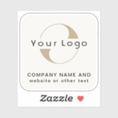 ロゴ+オフホワイトスクエアウォーターボトルビジネスビニール シール (シート)