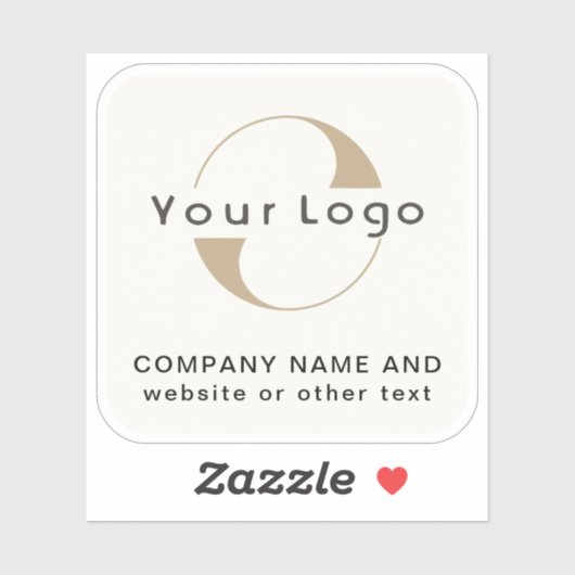 ロゴ+オフホワイトスクエアウォーターボトルビジネスビニール シール (シート)