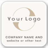 ロゴ+オフホワイトスクエアウォーターボトルビジネスビニール シール (正面)