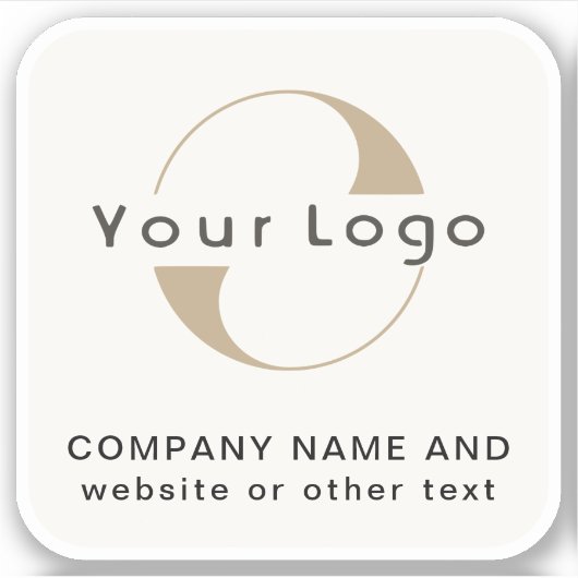 ロゴ+オフホワイトスクエアウォーターボトルビジネスビニール シール (正面)