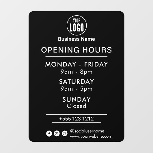 ロゴ オープン時間 ソーシャルメディア ビジネス ウィンドウサイン (シート)