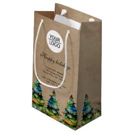 ロゴ カスタム テキスト クリスマス ツリー プロモーション追加 スモールペーパーバッグ