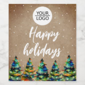 ロゴ カスタム テキスト クリスマス ツリー 会社 ワインラベル (シングルラベル)