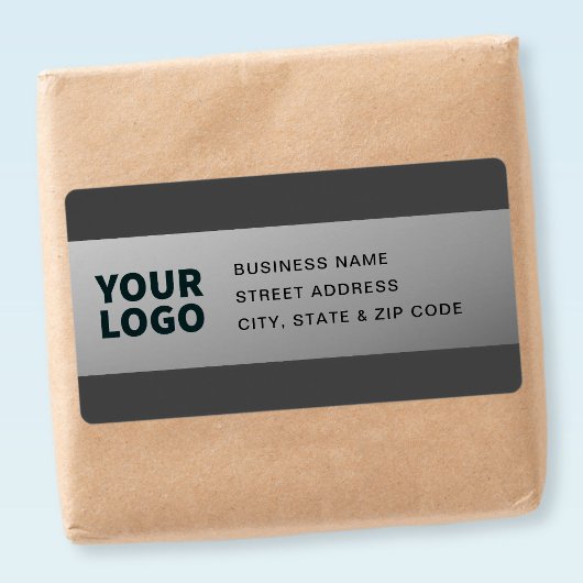 ロゴ |グレーモダングラデーション差出人住所 ラベル
