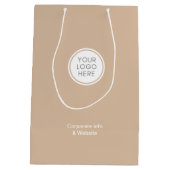 ロゴ コーポレート | ベージュ カンパニー ミニマリスト ミディアムペーパーバッグ (裏面)