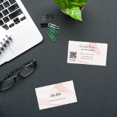 ロゴ　ゴールドピンクマーブル　モノグラム　エレガント　QR 名刺