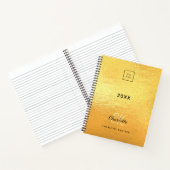 ロゴ ゴールド モノグラムイニシャル ビジネス 金属 ノートブック (内部)