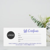 ロゴ & シックなスクリプト、金のビジネスギフト証明書 (スタンド正面)