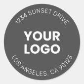ロゴ |シンプルダークモダングレーとホワイト ラウンドシール (正面)