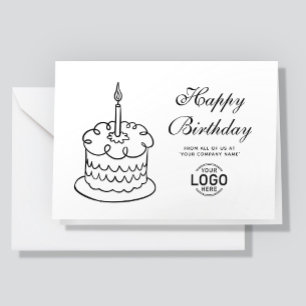 ロゴ シンプル ブラック ホワイト ケーキ ビジネス 誕生日 カード