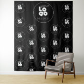 ロゴ ステップ アンド リピート ブラック フォトブース 背景 タペストリー (インサイチュ)
