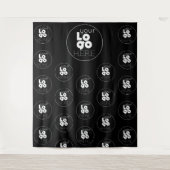 ロゴ ステップ アンド リピート ブラック フォトブース 背景 タペストリー (正面)