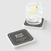 ロゴ&スローガンまたはその他の文字 |黒と白 ストーンコースター (横)