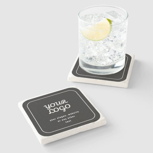 ロゴ&スローガンまたはその他の文字 |黒と白 ストーンコースター (横)