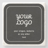 ロゴ&スローガンまたはその他の文字 |黒と白 ストーンコースター (正面)