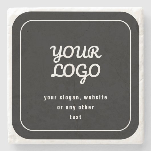 ロゴ&スローガンまたはその他の文字 |黒と白 ストーンコースター (正面)