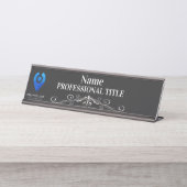 ロゴ&スローガン付きカスタマイズ可能なブラックネームプレート5 デスクネームプレート (正面)