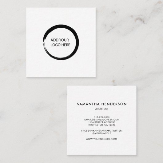 ロゴ·ソモダンーシャル·メディア·プロフェッショナルシンプルホワイト スクエア名刺 (正面/裏面)
